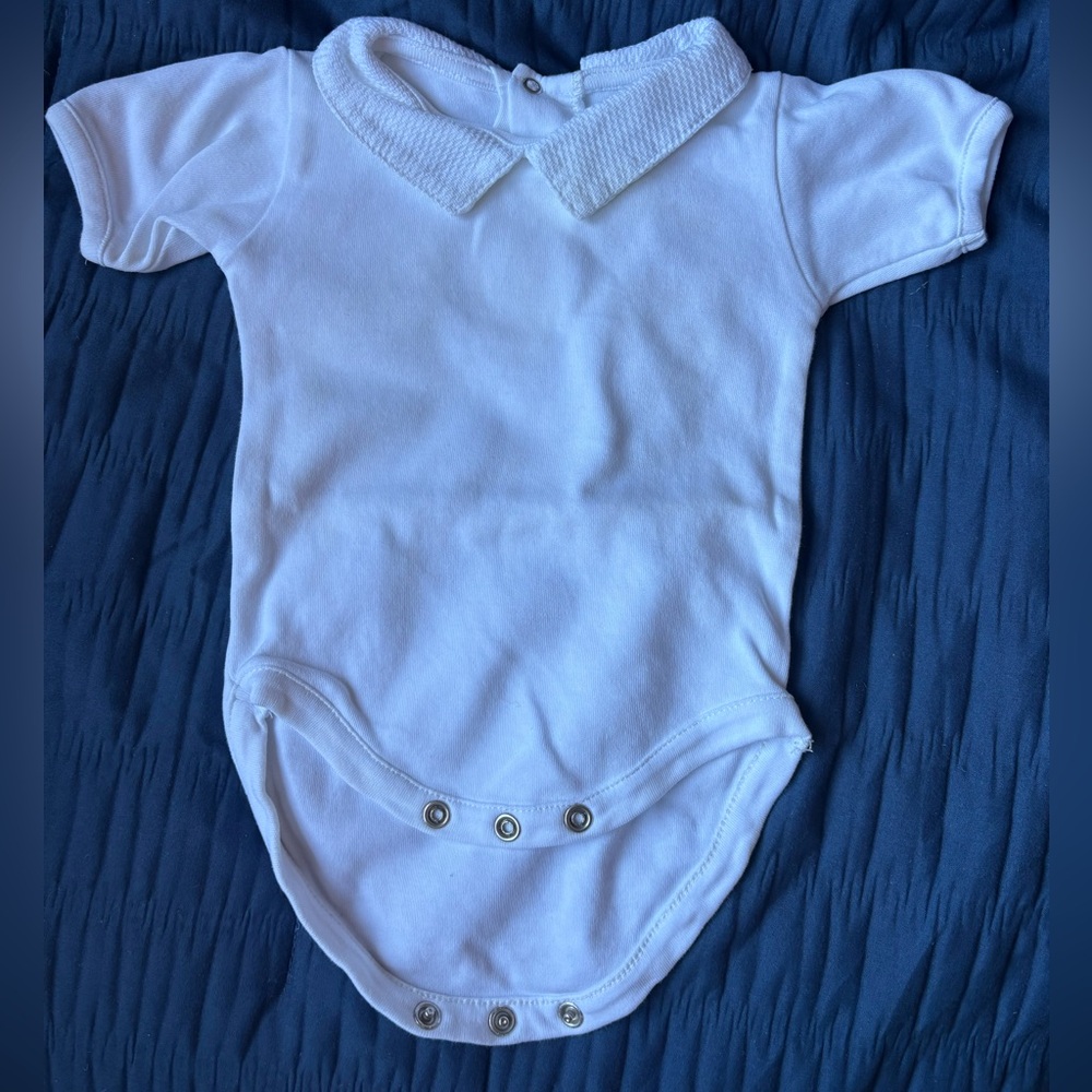 Hill House Home White Baby Bodysuit Onesie w Peter Pan Collar 0-3 Months unisex